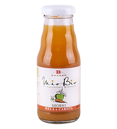 Succo di Mela e Carota Bio – Bio-Apfel-Karottensaft von Brezzo in der 200-ml-Glasflasche