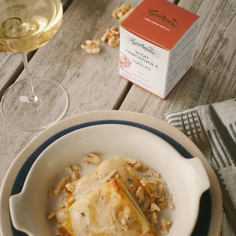 Tartuflanghe Gorgonzola-Trüffelsauce im Glas – Gorgonzola DOP und Tuber aestivum aus dem Piemont
