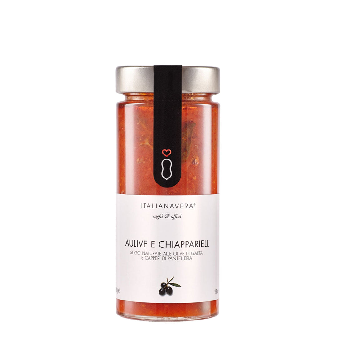 Aulive e Chiapparell – Neapolitanischer Sugo mit Oliven aus Gaeta und Kapern aus Pantelleria von Italianavera, 280 g
