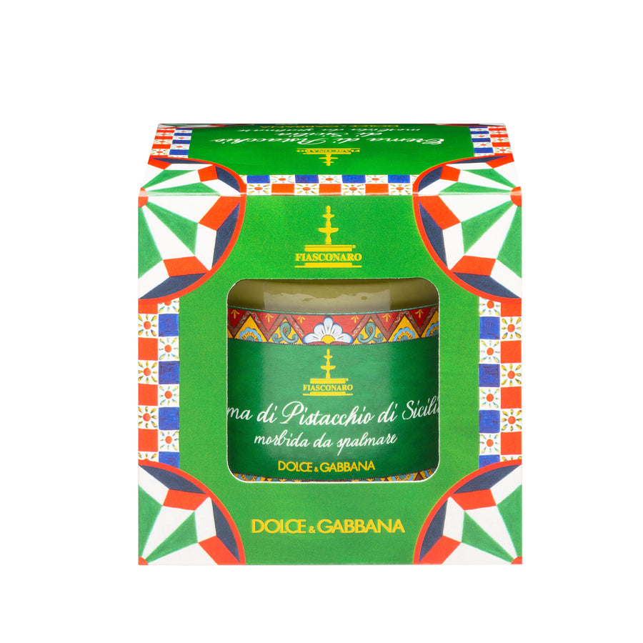 Crema di Pistacchio di Sicilia – sizilianische Pistaziencreme 200 g im Dolce&Gabbana-Glas mit Shopper