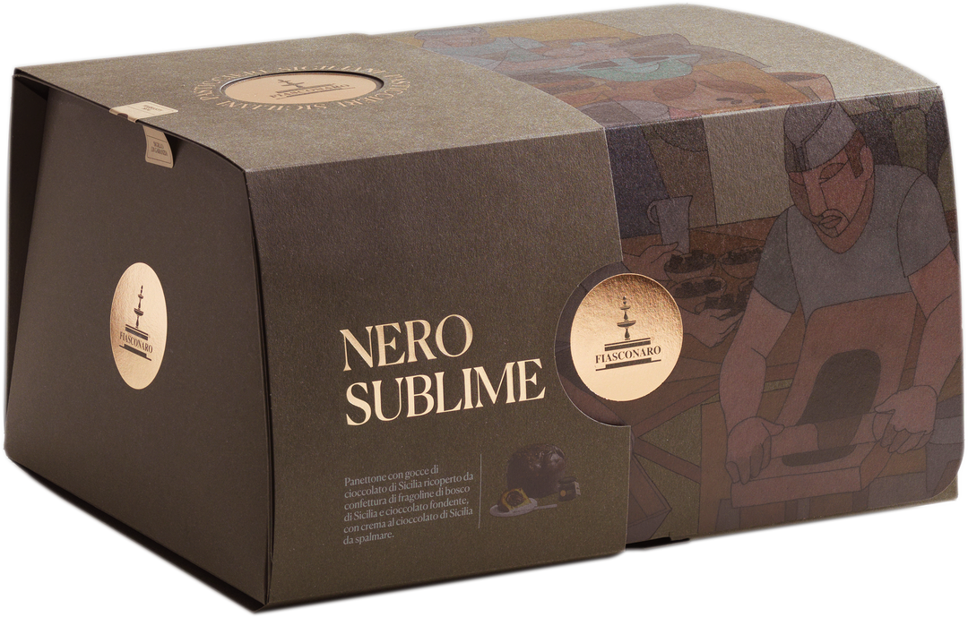 Nero Sublime – sizilianischer Panettone mit Schokolade, Walderdbeer-Konfitüre und Zartbitterglasur