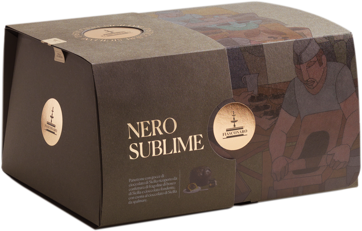 Nero Sublime – sizilianischer Panettone mit Schokolade, Walderdbeer-Konfitüre und Zartbitterglasur