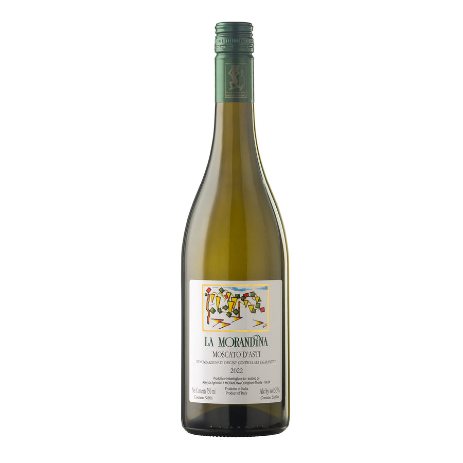 Strohgelber Moscato mit Pfirsich- und Orangenblütenaroma, ideal als Dessertbegleiter oder leichter Aperitiv