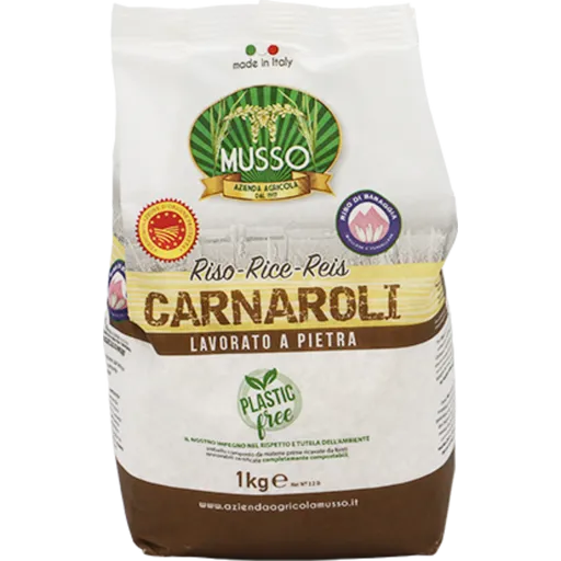 Musso Carnaroli DOP Reis aus der Baraggia im Piemont, ideal für Gourmet-Risotto.