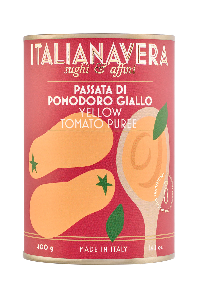 Passata di Pomodoro Giallo – gelbe Tomatensauce vom Vesuv von Italianavera in der Dose, 400 g