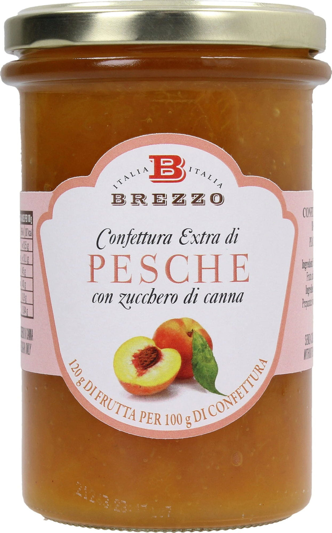 Fein passierte Pfirsichkonfitüre aus dem Piemont mit Karamellnote im Glas