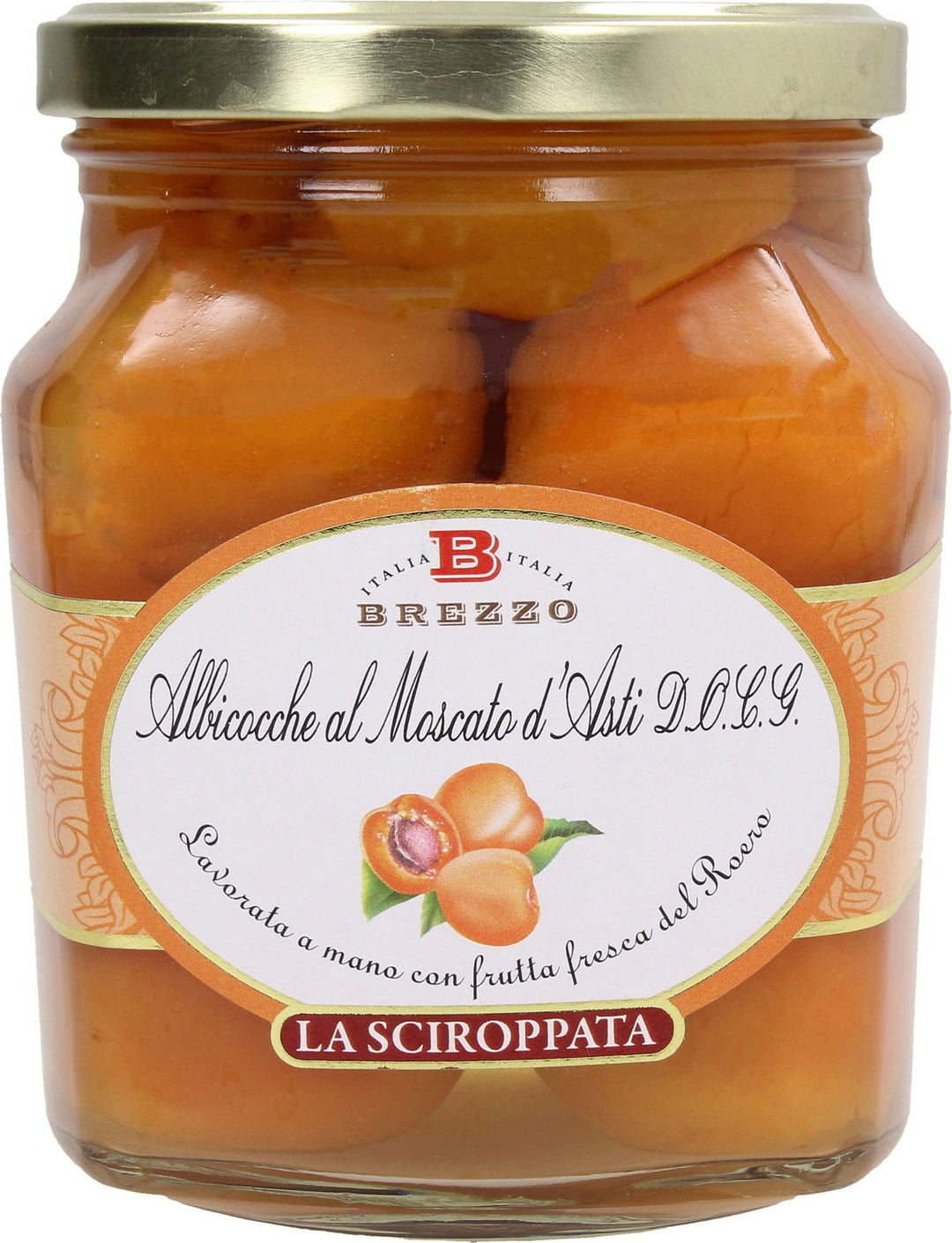 Eingelegte Aprikosen in Weißwein-Sirup (Moscato d’Asti DOCG); 650 g
