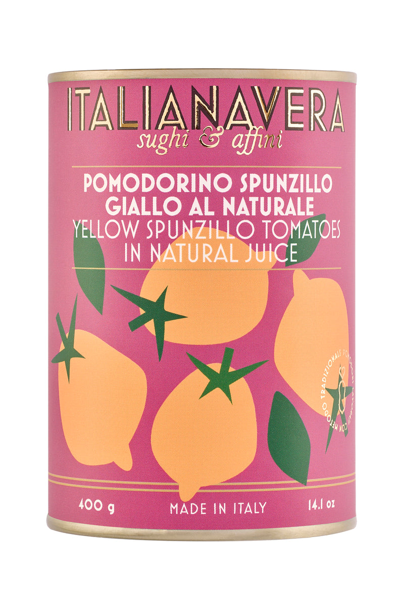 Pomodorino Spunzillo Giallo – gelbe Kirschtomaten vom Vesuv von Italianavera in der Dose, 400 g