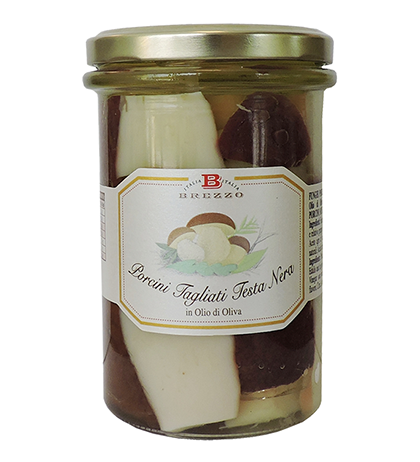 Funghi Porcini Neri – Halbierte Schwarze Steinpilze in Olivenöl von Brezzo, 290 g