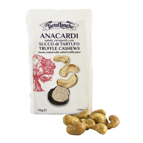 Goldbraun geröstete Cashewkerne veredelt mit echtem Sommertrüffelsaft von Tartuflanghe.