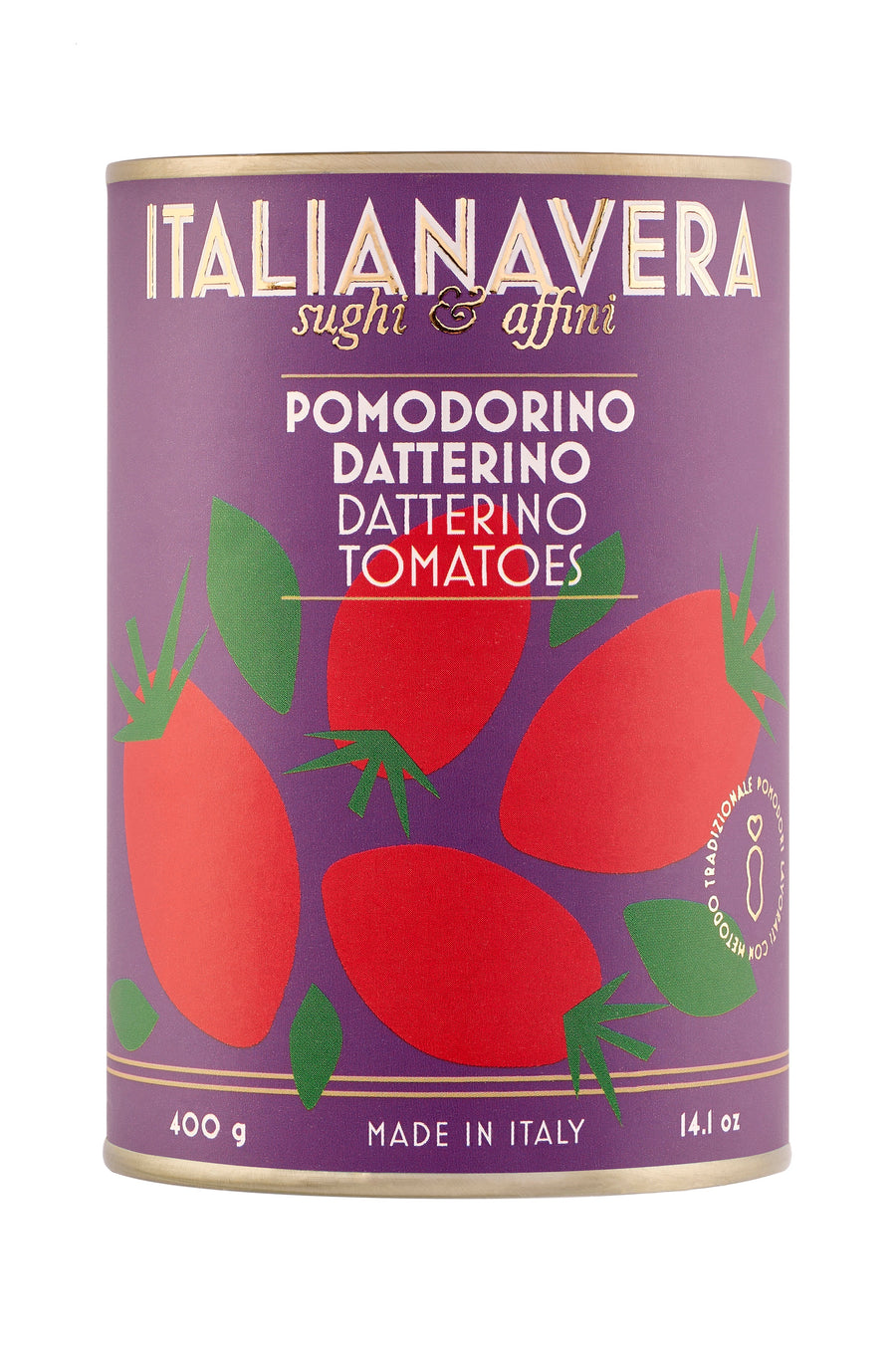 Längliche Datterino-Tomaten aus Kampanien in der modernen VEROPOP Design-Dose.